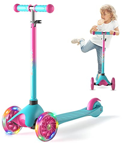 XJD Kinderroller Kinderscooter für 2-5 Jahre Kinder Scooter 3 LED Rädern Kickboard Sperrbare Richtung Kinder Roller Verstellbare Lenkerhöhe (A-Grün)