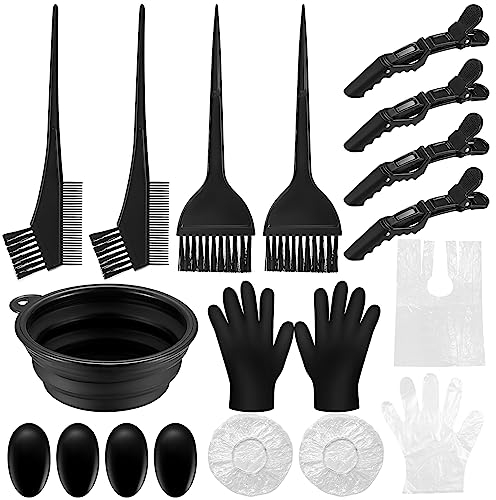 Haarfärbepinsel Set, 18 Stk Haare Färben Zubehör, Haar Färben Färbung Tool, mit Bürstenkamm, Färbebürste, Haartönungsschale Ohrabdeckung Haarnadeln, Handschuhe, für Salon DIY Haarfärbe Kit