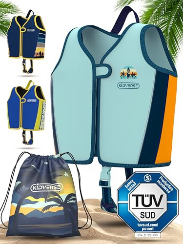 KIDVERSE Schwimmweste Kinder 2-3 Jahre - TÜV geprüfte Schwimmhilfe mit Bauchumfang bis 56cm - Schwimmhilfe Kinder 2-3 Jahre - Kinderschwimmweste zum Schwimmen Lernen - Komfort Schwimmweste Kind
