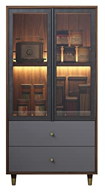 FIONEL Barschrank Moderner Weinspeicherschrank, Home Bar Küche Sideboardkonsole mit Glastüren und Schublade Wine Rack (Size : L)
