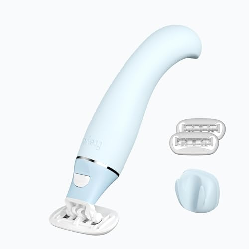 Freya Breezy - Kit de afeitado con mango azul bebé, 2 cuchillas y soporte