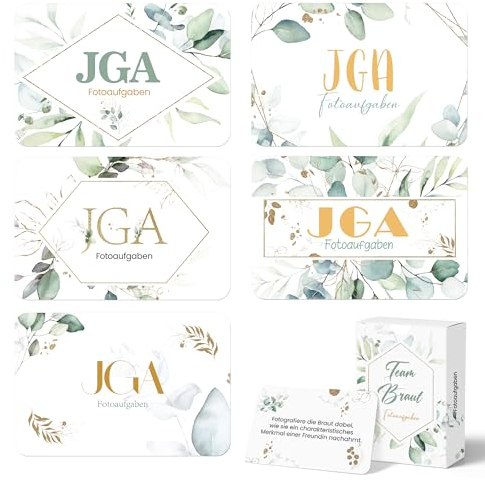 Hyggartn 5 * 10 Fotoaufgaben + 5 Blanko-Karten für JGA Party Spiele, JGA Spiele für Brautparty, Gäste, Fotobox Junggesellenabschied, Junggesellenabschied Frauen, JGA Spiele Frauen