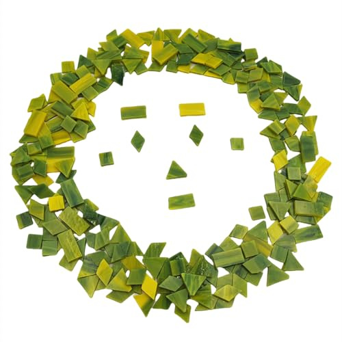 Lot de 230 carreaux de mosaïque en verre teinté pour projets de mosaïque (200 g, vert olive)