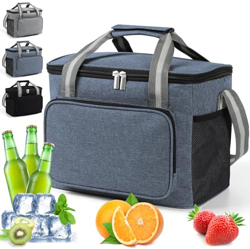DUNSOO 15L Bolsa Termica Porta Alimentos, Nevera Portatil, Bolsa Comida Trabajo, Bolsa Porta Alimentos para Fiambrera Picnic, Playa, Trabajo, Almuerzo, Oficina, Escuela