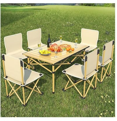 Campingtisch Campingtisch, Eierbrötchentisch, Klapptisch Und Stühle-Set, Mit Tragetasche, Zusammenklappbar Picknicktisch(Größe:120x50x55+66x40x36cm)