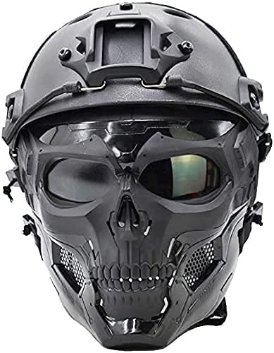 Airsoft-Maske für das ganze Gesicht und abnehmbare Anti-Beschlag-Airsoft-Schutzbrille, Augenschutz und taktischer Airsoft-Helm, verstellbarer Knopf