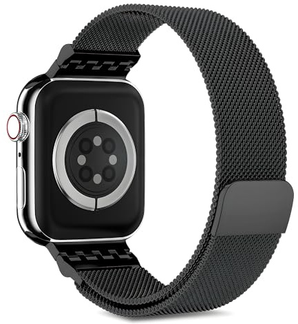 Upgraded Metal Strap Compatible with Apple Watch Straps 42mm 41mm 40mm 38mm for Women, Stainless Steel Milanese Loop, Magnetic Adjustable Replacement Band for iWatch Series 10 9 8 7 6 5 4 3 2 1 SE