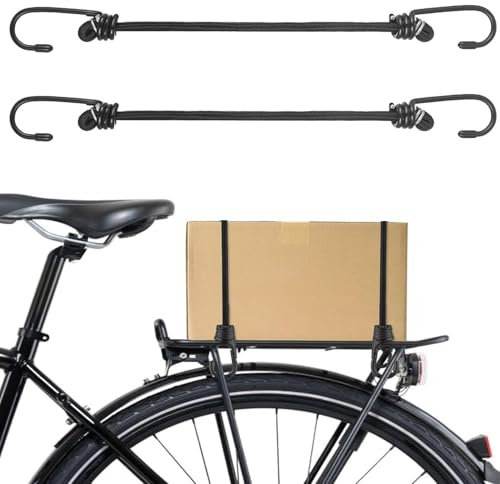 2 Pcs Black Bungee Cords,Elastic Bungee Cords, bungee cords with hooks Black Bungee Straps Heavy Duty Bungee Ropes with Hooks for Caravan RVs Trunks Luggage Racks Tie Downs Locking