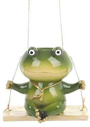 LOVIVER Blumentopf in Froschform, Harzstatue, Behälter, Dekoration, Blumentopf, Tier-Pflanzgefäß für Bauernhof, Einweihungsregal, Garten, Büro, Schaukel 14x10.5x15cm