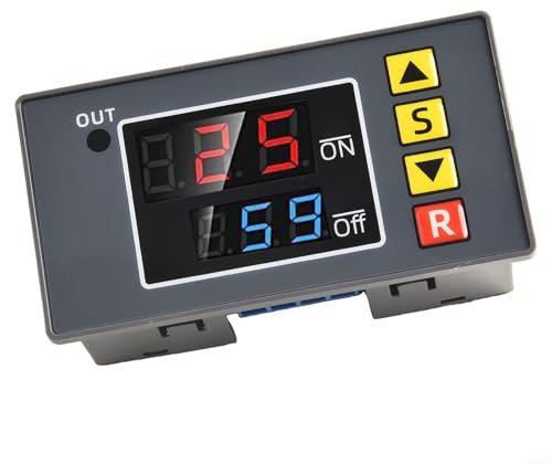 Zeroupshop DC 12V Verzögerungsschalter 10A Zeitschaltuhr Schaltermodul Programmierbar Digital, Zeitzyklus Dual Display, LED Anzeige Zeitrelais Schalter