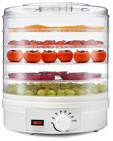 QYLTTDM Portable Electric Food Fruit Dehydrator, 5 Easy to Clean Stackable Trays, Multi-Tier Food Preserver for Jerky, Herbs, Meat, Beef, Fruits and Vegetables, etc.