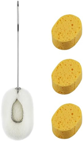 Spazzola di pulizia con manico in acciaio inox, spazzola per la pulizia delle bottiglie d'acqua Spazzola per la pulizia delle bottiglie d'acqua spazi STesta di spazzola ecologica 3pz