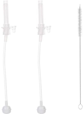 nohlerlife Sippy Cups Weighted Straw Replacement Set, Includes 2 Replacement V-Type Straw with Weight, 1 Cleaning Brush, for the V-Type Straw Cup