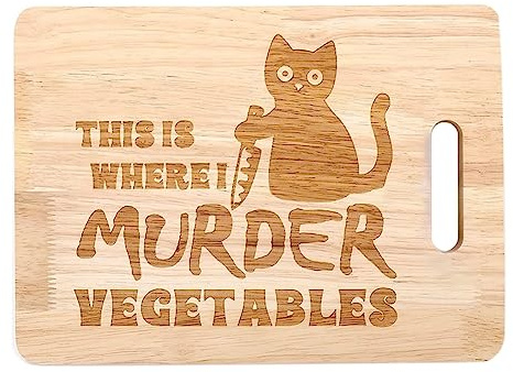 PRATYAHARA 1 Pièce Cuisine Planche à Découper Drôle Chat Noir Planche à Découper Où Je Meurtre Légumes en Bois Plateau de Service Décongeler Gravé Végétalien