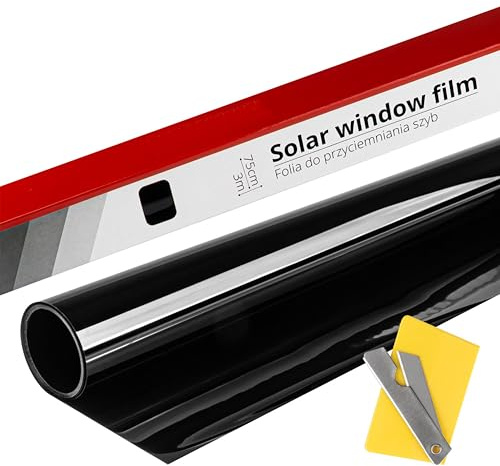 Xkeribom 75cm x 3m 5% Super Dark Black Super Dunkel Schwarz Auto scheibentönungsfolie Tönungsfolie Rolle Fensterfolie Sichtschutzfolie Scheibenfolie Sonnenschutzfolie Rauch XAPL01657-L4