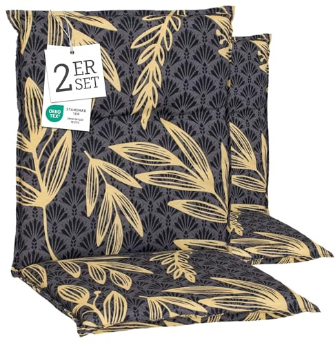 Beo® Barcelona Niedriglehner Gartenstuhl-Auflagen 2er Set | Waschbar, Atmungsaktiv, UV-beständig | Hochwertige Sitzkissen Outdoor | Made in EU, Öko-Tex Standard, 101x50cm