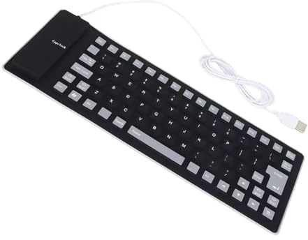 GMBYLBY Faltbare Silikon-Tastaturen mit 85 Tasten, USB-Kabel, rollt sich für leises Tippen auf Laptops und Notebooks auf, weich und tragbar