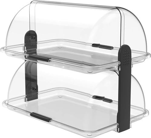 Vetrinetta Doppio Ripiano da Banco Trasparente BPA Free 38x26 h35 vetrina Contenitore Espositore per Alimenti Plastica Atossica per Hotel e Ristoranti Doppio Livello