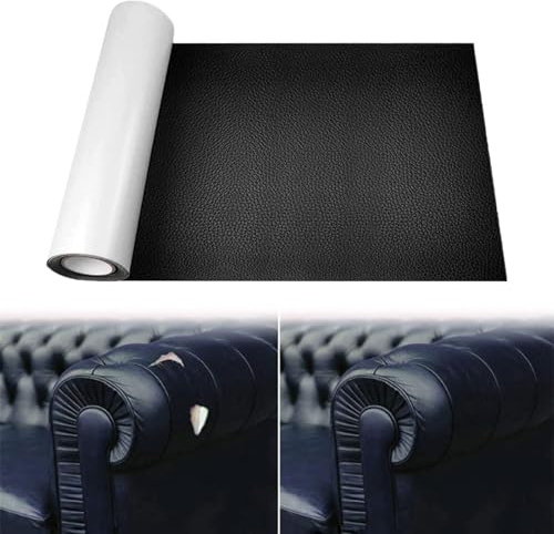 Kunstleder Selbstklebend Schwarz,Leder Reparatur Set,30x137cm,Lederflicken Selbstklebends,Lederflicken Selbstklebend Schwarz, Leder Reparatur Patch,für Sofa,Lederreparatur