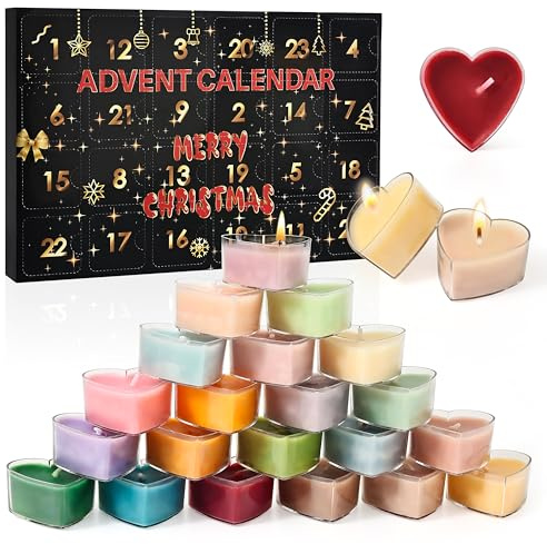 Belloxis Adventskalender 2026 Frauen Weihnachtskalender Scented Candles Duftkerzen Geschenke für 24 Aromatherapy Candle, Candle Kerzen Gewürze Advenskalerner Geschenk für Mädchen Damen