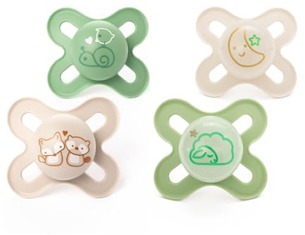 MAM Original Start Day & Night Schnuller | 0-2 Monate | 4er Pack | inklusive 2X im Dunkeln leuchtende Schnuller | kiefergerechtes Design | Babyzubehör | Rosa (verschiedene Motive)