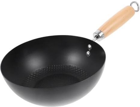 Hohopeti Sartén Wok de Hierro Fundido Japonés Mini Sin Recubrimiento Antiadherente para Cocina Hogar y Restaurantes Uso Directo Parrilla Ergonomía y Alta Durabilidad