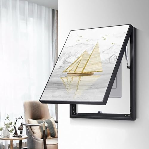 RRrawgff Couvercle de Panneau de disjoncteur, Couvercle de Porte électrique pour boîtier de Compteur caché, Couvercle de boîte à fusibles, Peinture décorative Murale pour Armoire (D, 60 x 80 cm)