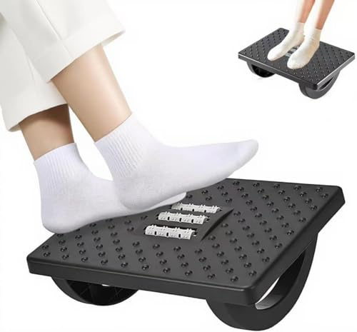 UQMIQURA Repose-pieds confortable pour bureau, réglable, antidérapant, avec coussin ergonomique en plastique et points de massage pour un confort de bureau