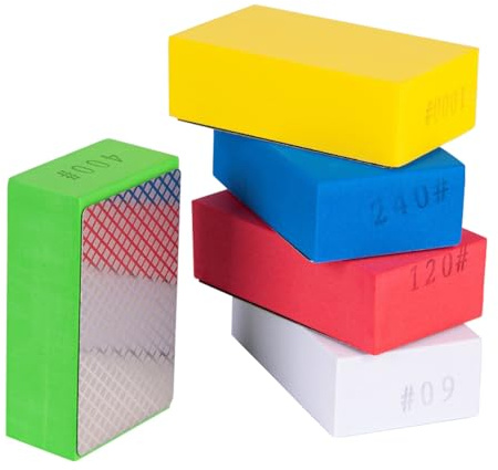 5STK Schleifschwamm, 60/120/240/400/1000 Körnungen 5 Verschiedene Spezifikationen, Diamant-Handpolierpads Diamant-Schleifblock-Set Glas-Schleifpads für Holz Metall Wandschaum Trockenbau
