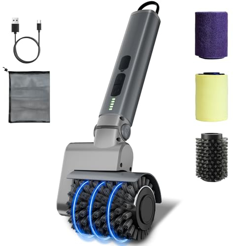 Upgraded Electric Grill Brush, Cordless Rechargeable BBQ Cleaning Brush with 2 Heads, Adjustable Angle 3-Speed Power, Waterproof Wire Barbeque Cleaner