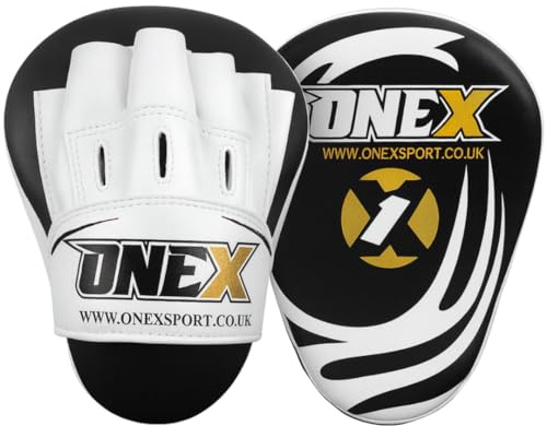 Boxing Pads Curved Focus Mitts, Maya Hide Leather KARA Hook and jab Training Pads, Adjustable Strap Ventilated, MMA Muay Thai Kickboxing Coaching Martial Arts Punching Hand Target Strike Shield