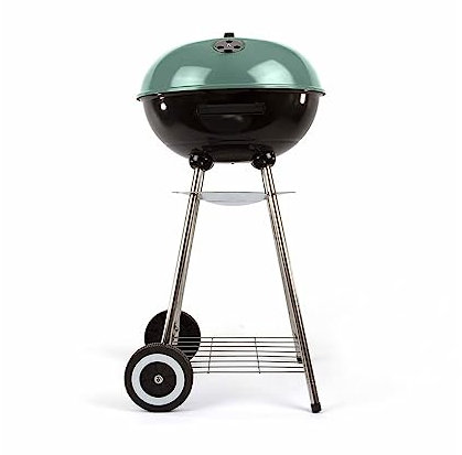 Livoo – Barbecue à Charbon DOC172VE - Ø 41 cm, Acier chromé, Hauteur 69,5 cm, clapet d'aération, Grille de Stockage, bac récupérateur