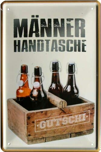 Männer Handtasche Bier Kasten Kiste 20x30 cm Blechschild 417