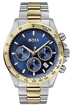 BOSS Chronograph Quarz Uhr für Herren Kollektion Hero mit Zweifarbiges Edelstahlarmband - 1513767