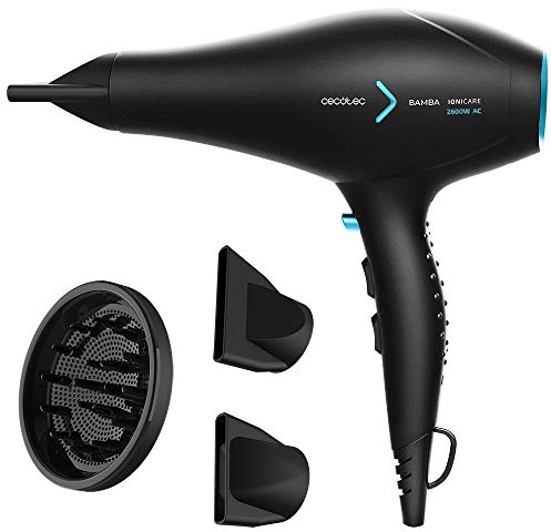 Cecotec Sèche-cheveux ionique Bamba IoniCare 5350 PowerShine Ice. 2600 W de puissance, ions réels, deux buses de précision, diffuseur pour un grand volume, réglage de température et vitesse