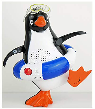 Steepletone Penguin Radio PSR5 BT. FM Radio, Waterproof Bluetooth Speaker, Push Button Siren. Novelty Penguin Shower Radio (Blue)