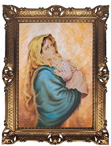 Wunderschönes Gemälde 90x70 cm Die Madonna del Riposo - C. Parisi (aus Ferruzzi) Bild Bilder Barock Rahmen Antik Renaissance als Gemälde Sakrale Kunst 58B
