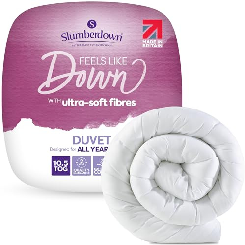 Slumberdown Feels Like Down Single Duvet 10.5 Tog - Ultra Soft All-Year Round Single Quilt for Summer, Autumn & Winter | UK Made, Non-Allergenic & Washable (135 x 200cm)