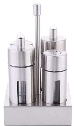 Gewürzstreuer Edelstahl Salzpfeffer Pfeffer Shaker Set Geruchsfreies Gewürz mit Stand-Gewürzkasten Kochen Gewürzflasche Küchenwerkzeuge (Color : 4pcs)