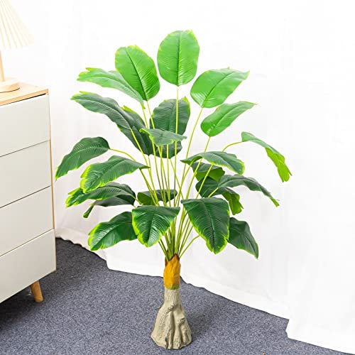 ZAW Pflanzen 100 cm 24Heads Künstliche Bananen Baum Große Tropische Pflanzen Gefälschte Palm Blätter Kunststoff Monstera Blätter Musa Baum for Herbst Dekor Artificial Pflanzen