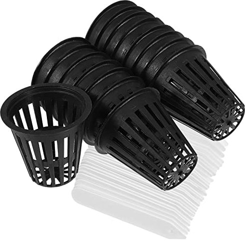 Happyyami 1set Vasi Reti Plastica Per Contenitori Per Germinazione Piante Con Etichette Bianche Per Coltivazione Di Verdure e Piante Ambienti Idroponici Struttura Rete Per Crescita Ottimale