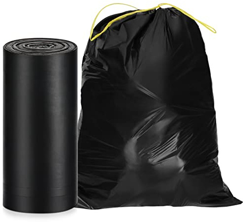 WVacFre Große Müllbeutel 35L mit Zugband,Schwerlast Müllsäcke,Müllsäcke Extra Stark, Stabile Schwarze Müllsäcke,Schwerlastsäcke Abfallsäcke, Garbage Trash Bags (45x50cm,100 Stück)