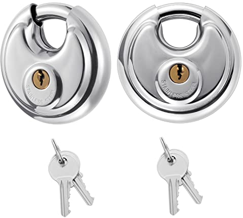 Mynoozi 2 Stück Rundbügelschloss 70 mm mit 4pcs Schlüssel, Vorhängeschloss Wetterfest, Vorhängeschloss mit Schlüssel für Außentüren, Garagen und Schuppen (Silber)