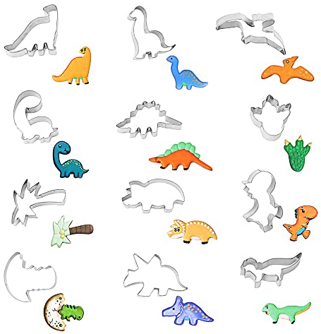 MXDHOKY Emporte-pièce Dinosaure, 12 Pièces Acier Inoxydable Emporte Pièces, Pour Biscuit, Pâtisserie, Cuisson, Fondant, Sandwich, Gâteau, Décoration Argile pour Enfants
