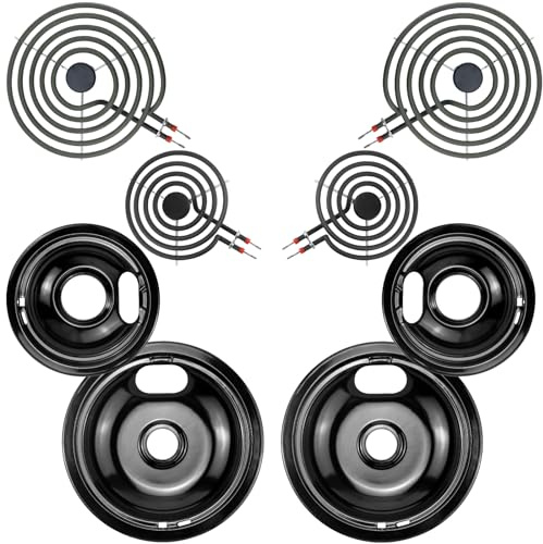 Electric Stove Drip Pans,Drip Pans for Electric Stove W10290353(6) W10290350(8) and Electric Stove Burner MP15YA(6) MP21YA(8) Compatible for Whirl-pool Ken-more May-tag Ama-na etc by MIFLUS