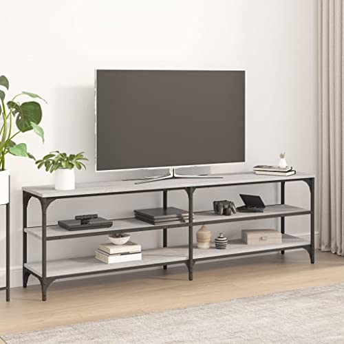 Higsose TV-Schrank 160x30x50cmcm Grau Sonoma,Holzwerkstoff,Eisen,Holzwerkstoff Gefertigte Bücherregal,Klassische TV Tisch,DVD Ständer,Modernen Medienschrank,Wohnzimmer Vitrine, A810