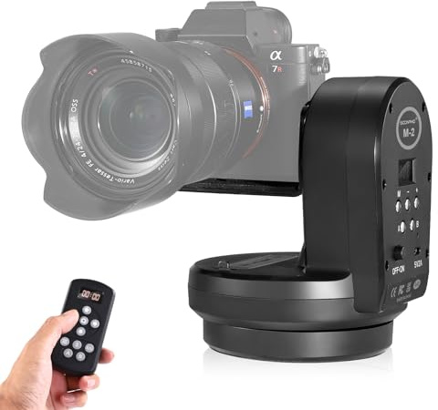 Soonpho M2 Motorized Rotating Panoramic Tripod Head with Remote Control & Mobile Phone Clip for DSLR Cameras/Smartphones-Built-in 2000mAh Lithium Battery, 2.2lb/1kg Maximum Playload