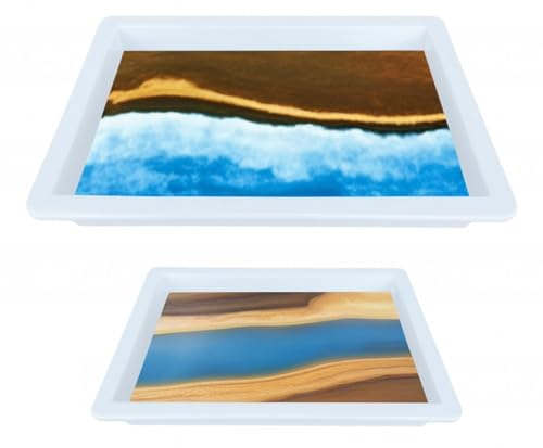Große Epoxid-Tischform, 59,7 x 29,7 x 7,6 cm und 39,9 x 24,9 x 7,6 cm, Schneidebrett-Formen für Epoxidharz, große, wiederverwendbare Epoxidform für Couchtisch, Charcuterie, Kunsttafel (mit Klemmsystem