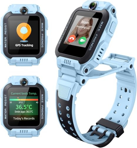 imoo Z7 Smartwatch Kinder, Flip-Dualkamera, Videoanruf, GPS | HD-Videoanruf, VoLTE, Chat, SIM-Slot, 5-Satelliten-GPS-Ortung, Gesundheits-Tracking, Sportmodi, SOS, IPX8, Schulmodus