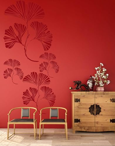 ED Laser Studio Gingko Leaf Large Walls Stencils Paint Furniture Canvas Fabric Wood Patio Floor Home Decor Garden Concrete Crafts Art - Reusable Template FL180